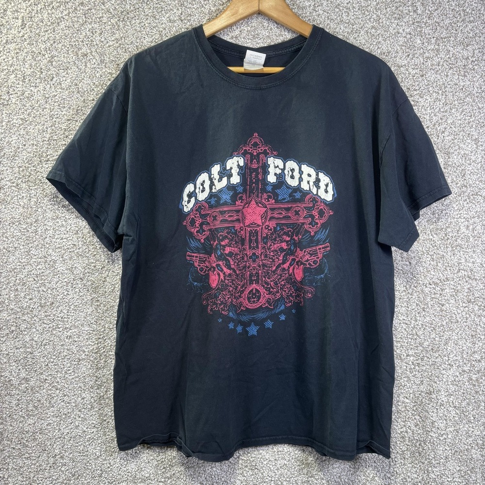 Colt Ford Gildan Shirt Mens XL Black Answer To No One Patriotic Flag Graphic Tee
